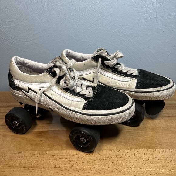 Vans Custom Bolt Men's Size 7.5 Classic Roller Skates Boltz Black White Repair - Picture 3 of 12